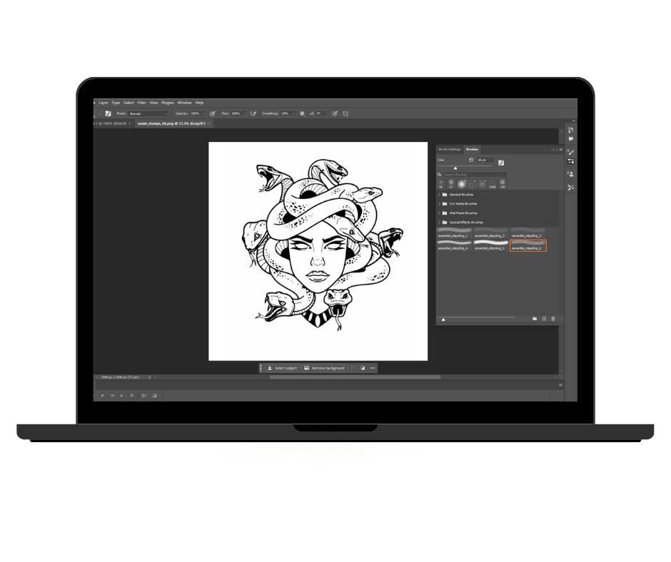 picture of a woman with a flower in her hair on an iPad with the digital tool menu for Procreate showing