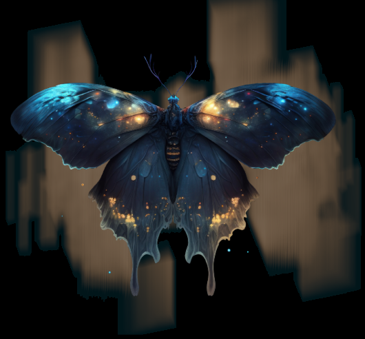 blue and gold butterfly on a gold paint background